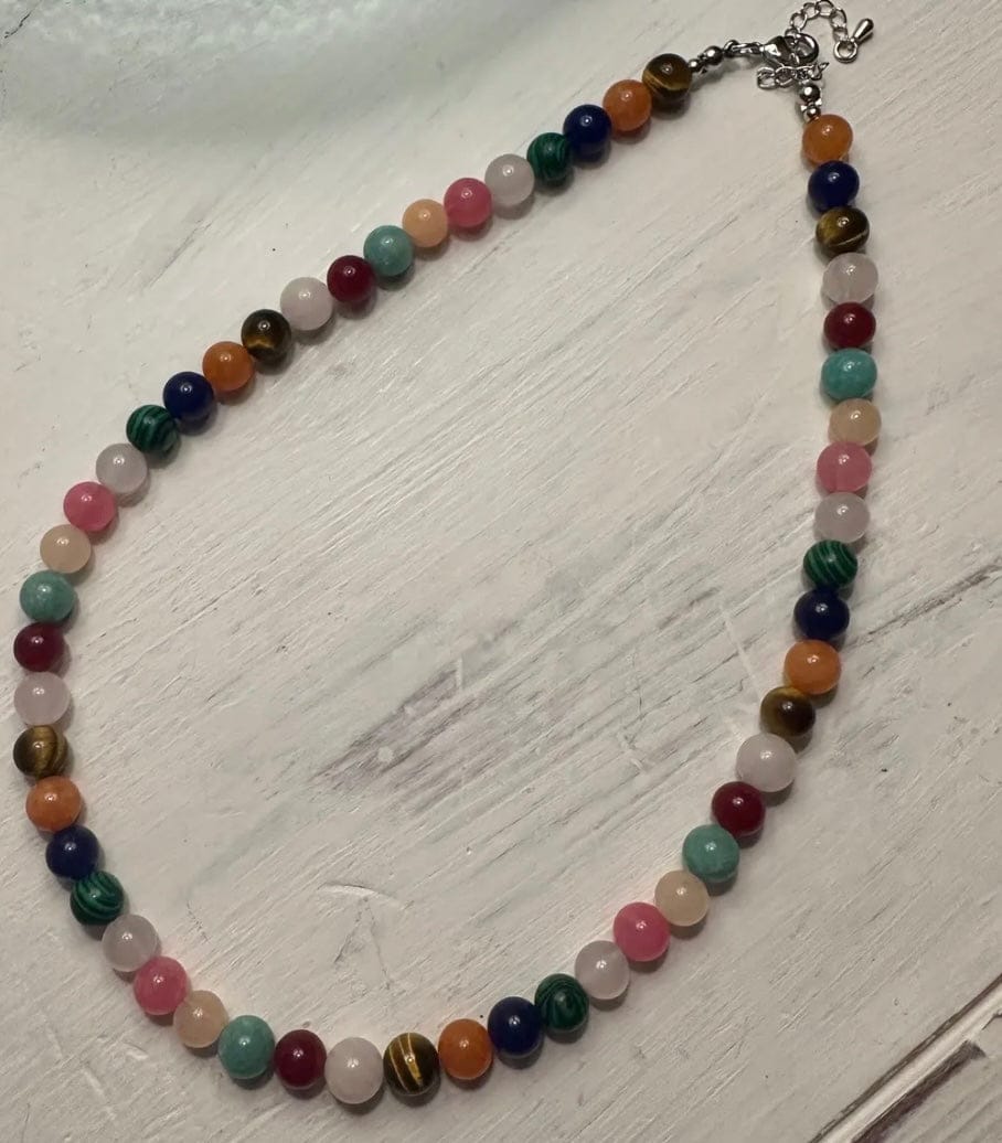 Customer photo review of Vibrant Multi Gemstone Choker • Colorful Gem Necklace for Spring and Summer • Everyday Minimalist