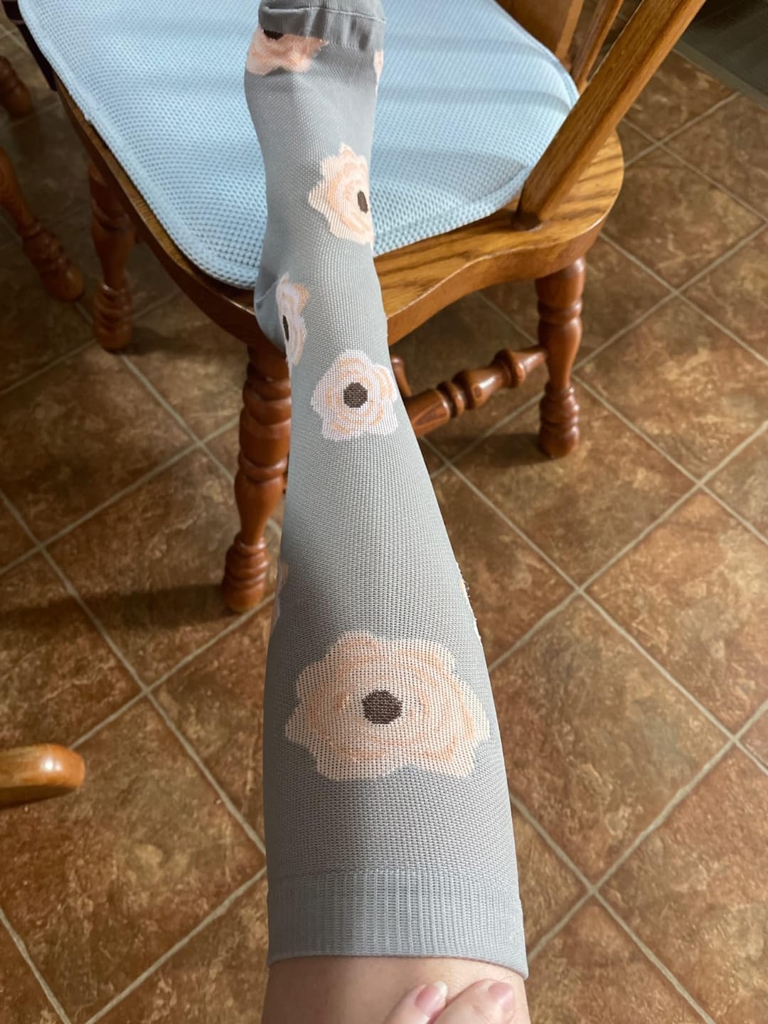 Customer photo review of Flowers Black Compression Socks