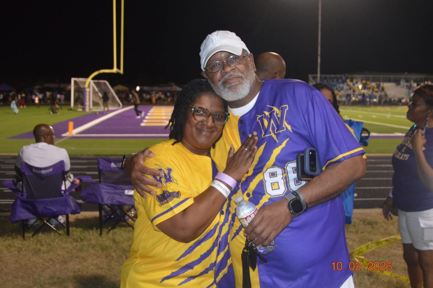 Customer photo review of Custom Purple Gold Two Tone Striped Fashion Authentic Baseball Jersey