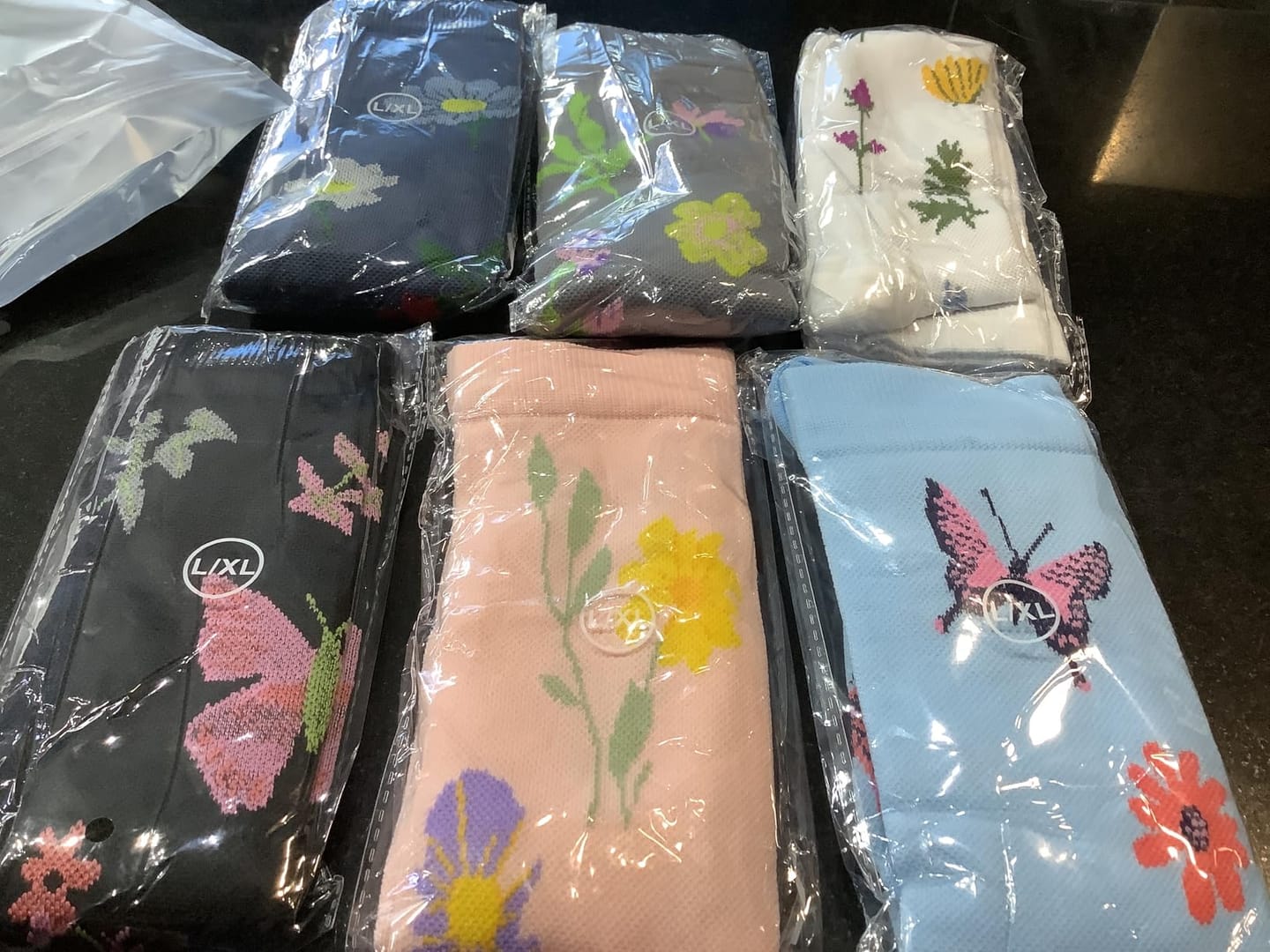 Customer photo review of Flowers Black Compression Socks