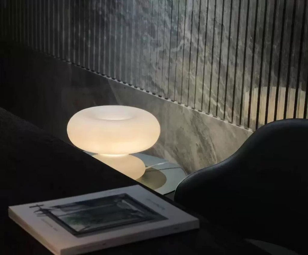 Customer photo review of Stacked Tier Glass Table Lamp, White Metal Base, 28 cm