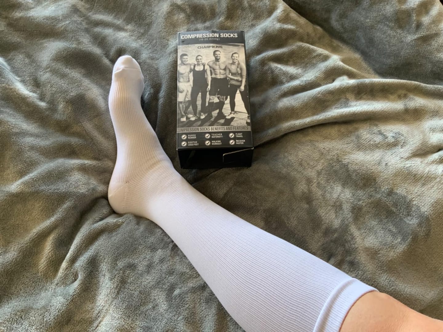 Customer photo review of Bamboo White Compression Socks