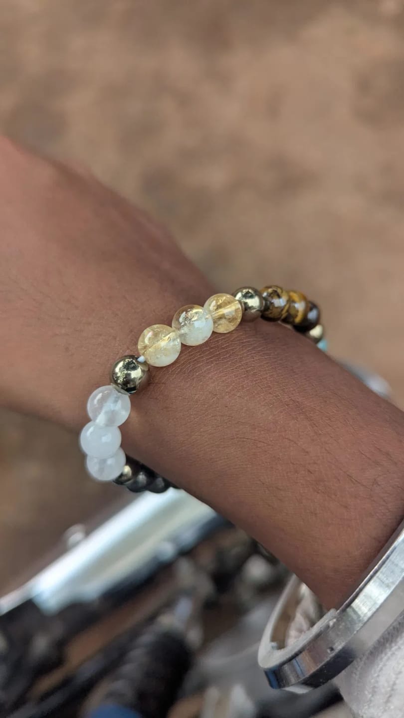Customer photo review of Dhan Yog Bracelet – Natural Gemstone Bracelet for Prosperity & Abundance