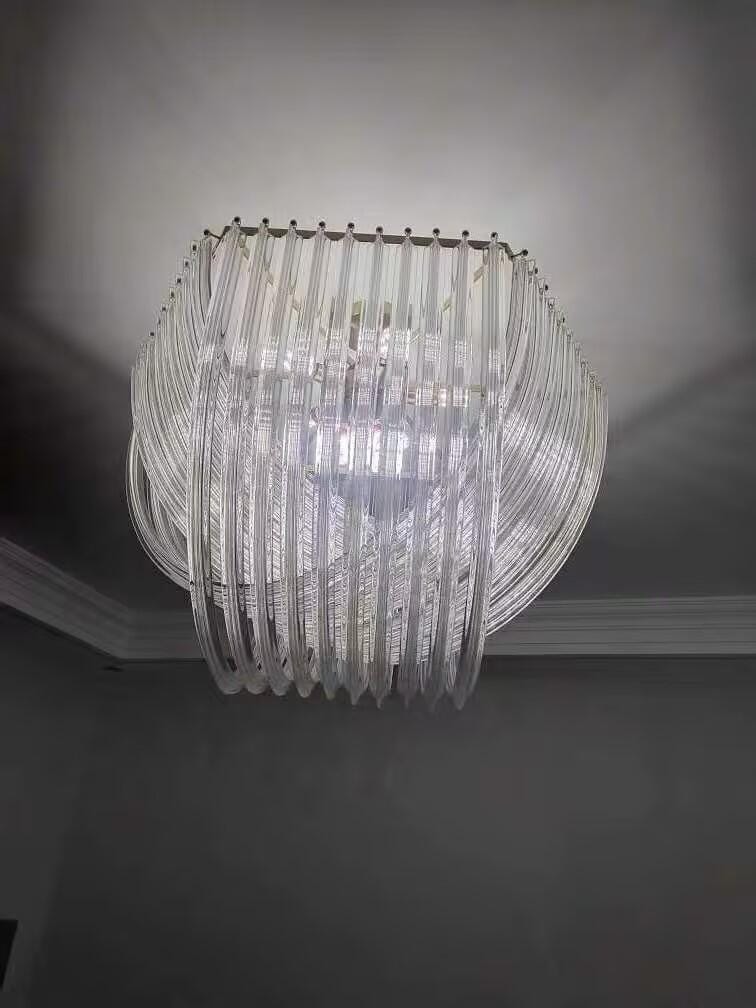 Customer photo review of Glass Pendant Light, Gold Frame, Hand-Shaped Clear Glass Rods