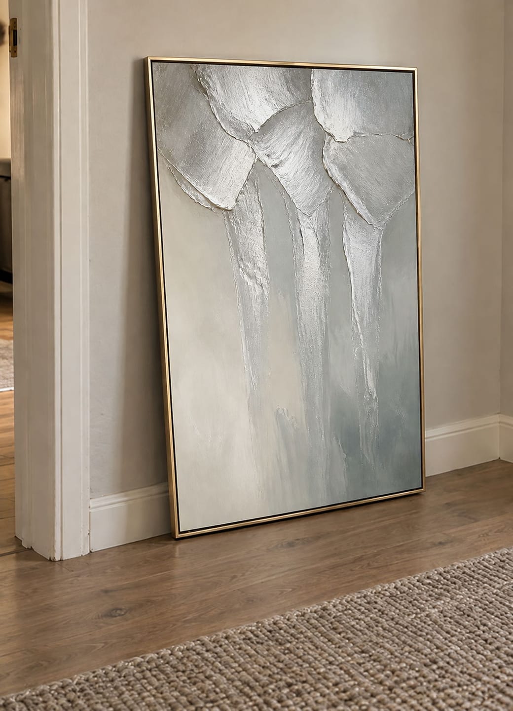 Customer photo review of Silver Drifts Down — Textured Floral Wall Art