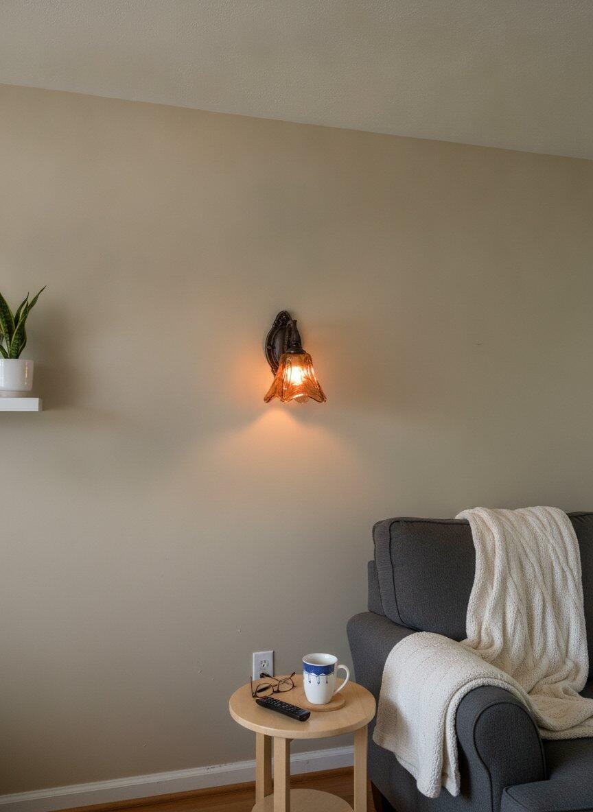 Customer photo review of Amber Glass Wall Light, Red Bronze Backplate, Wall Sconce