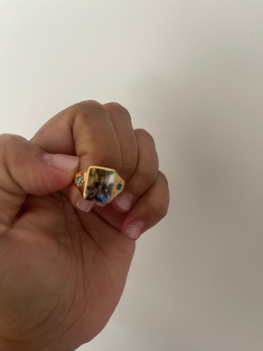 Customer photo review of Personalized Couple Photo Birthstone Custom Ring