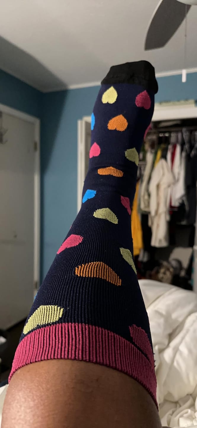 Customer photo review of Candy Heart Compression Socks