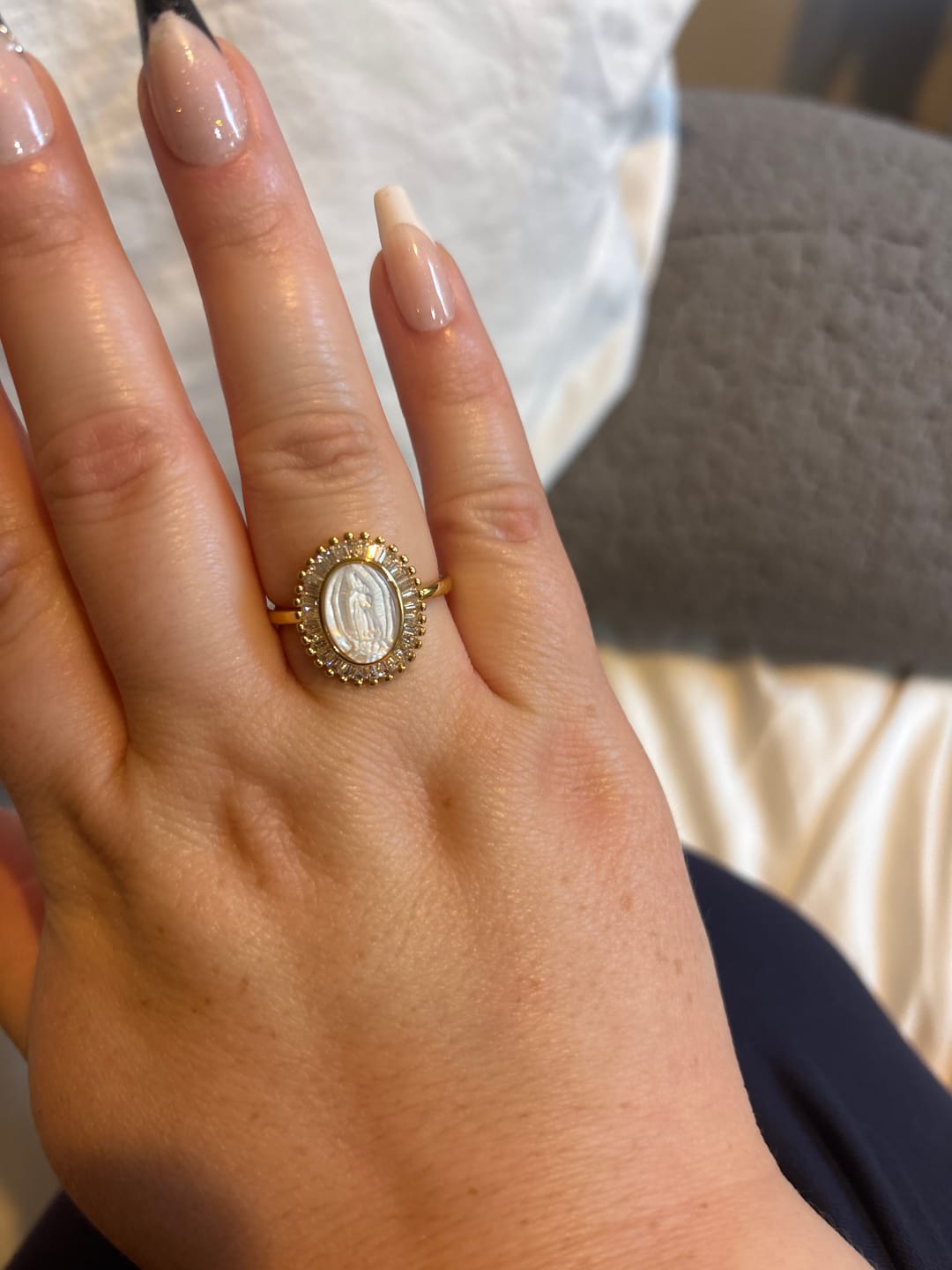 Customer photo review of FREE Today: Adjustable Radiant Halo Our Lady Portrait Ring: Symbol of Quiet Divine Comfort