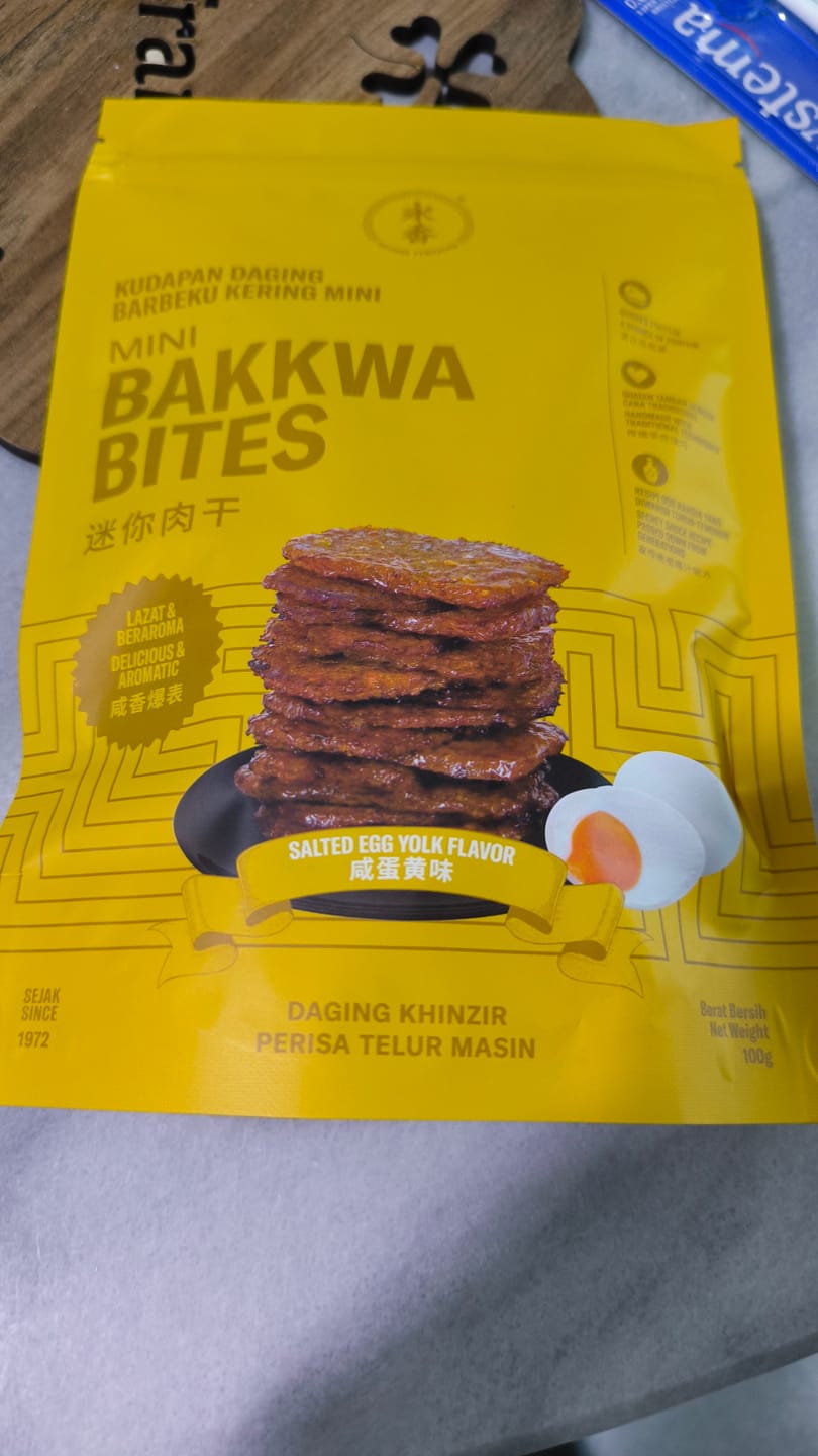 Customer photo review of BITE SIZE BAKKWA- SALTED EGG BAKKWA (100G)