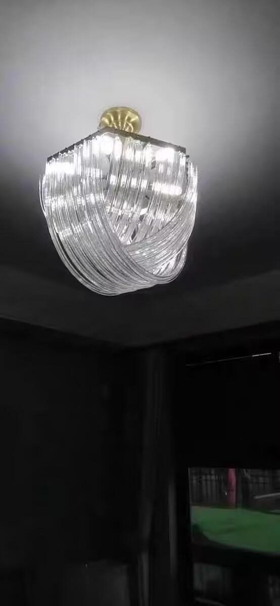 Customer photo review of Glass Pendant Light, Gold Frame, Hand-Shaped Clear Glass Rods