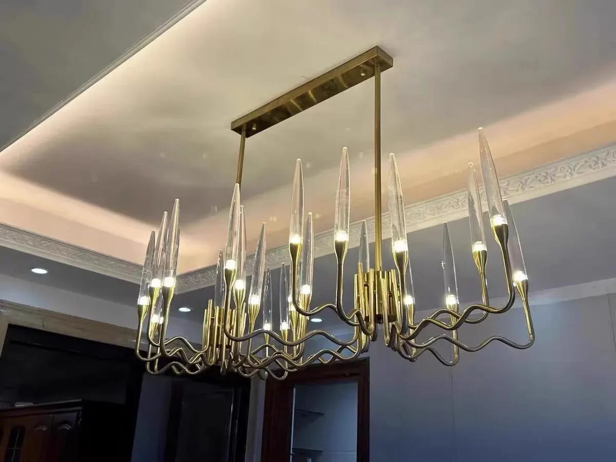 Customer photo review of Iron Chandelier, Wavy Frame, Crystal or Acrylic Shades, 60–150 cm