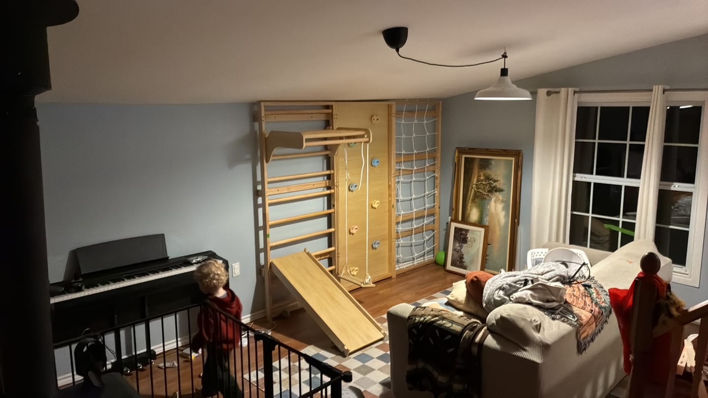 Customer photo review of Walnut Modular | Swedish Ladder Jungle Gym - Wall Mounted