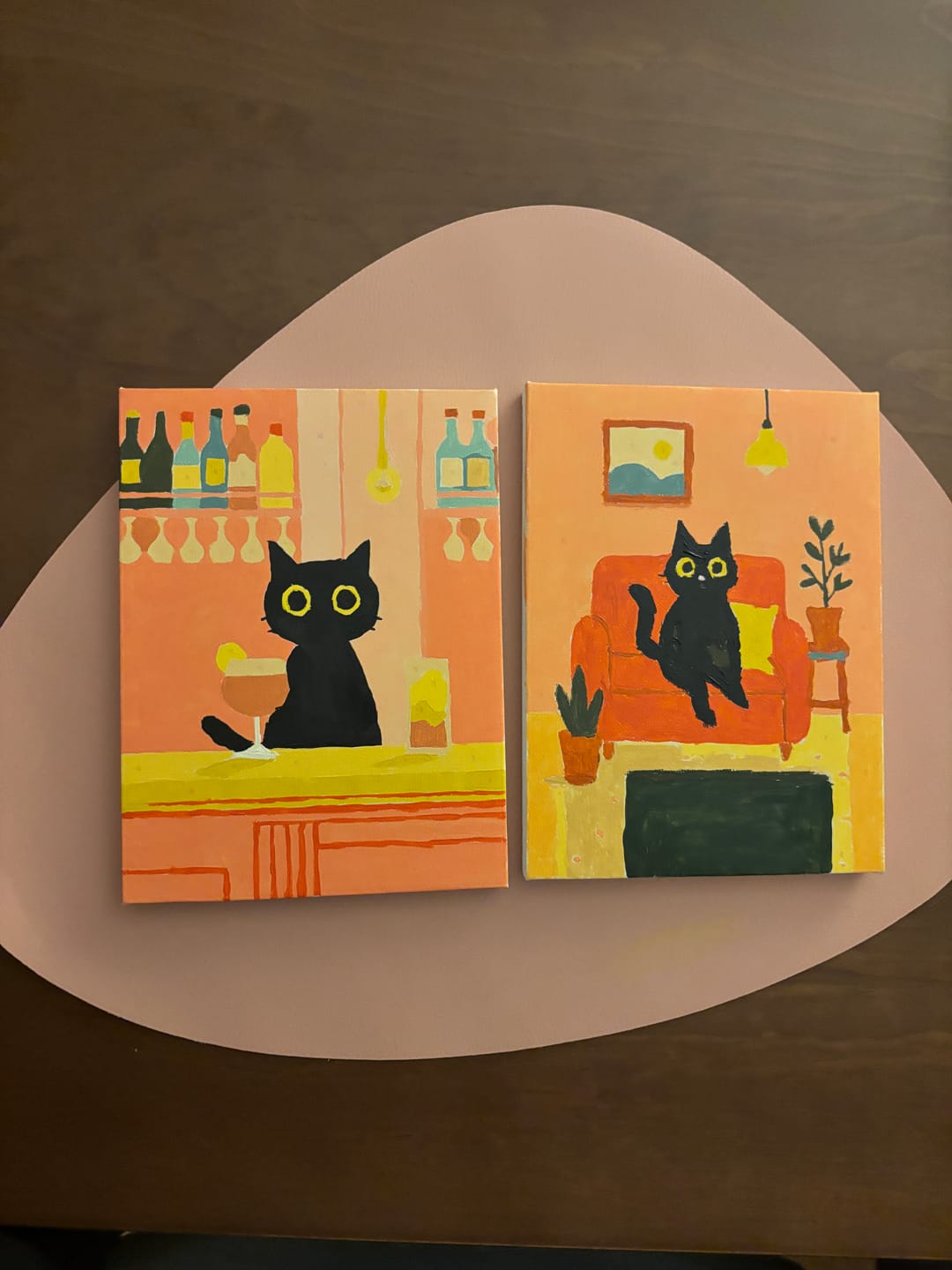 Customer photo review of Malen nach Zahlen – 6 Mini-Gemälde | Das Schwarze-Katze-Set