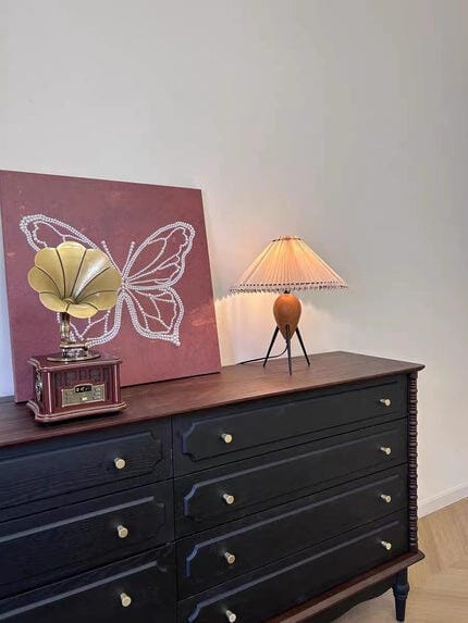 Customer photo review of Tripod Table Lamp, Wood Body, Pleated Beige Shade, 40 cm