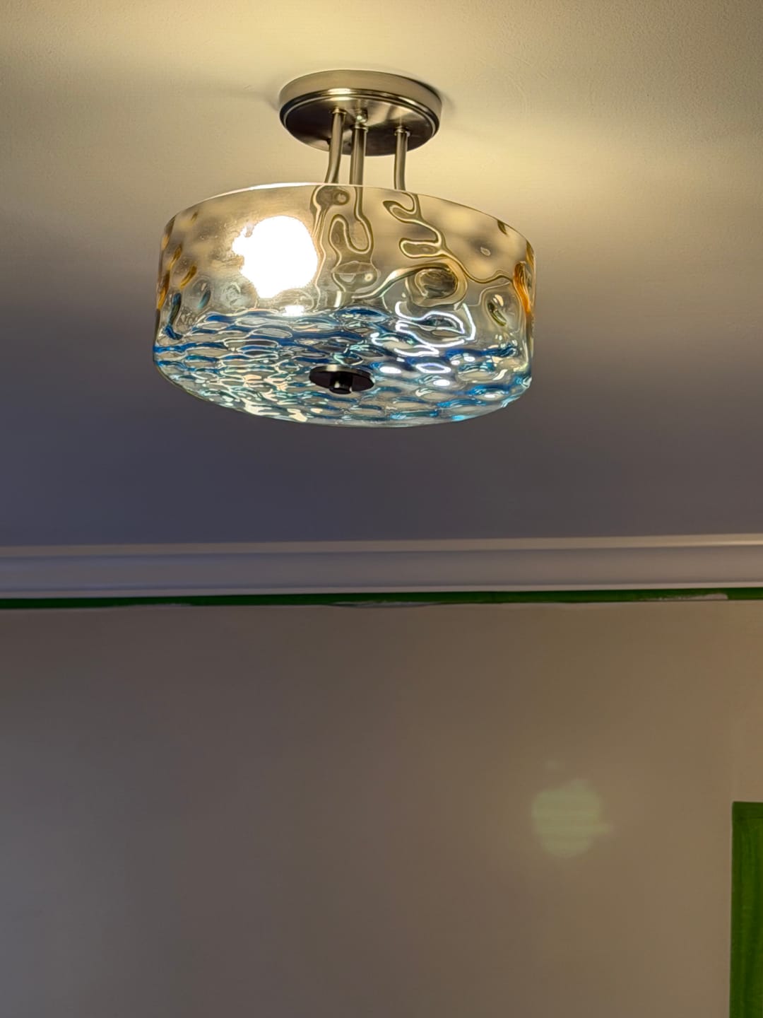 Customer photo review of Ombre 2-Light Hammer Glass Drum Semi-Flush Mount