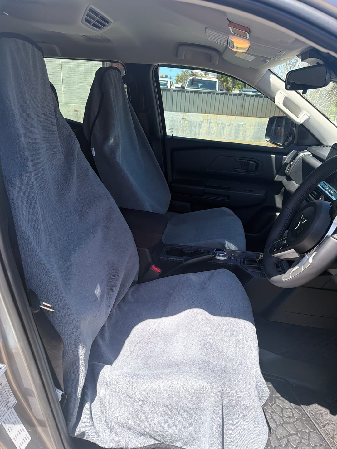 Customer photo review of Waterproof Car Seat Towel – Storm Grey | Towel Society