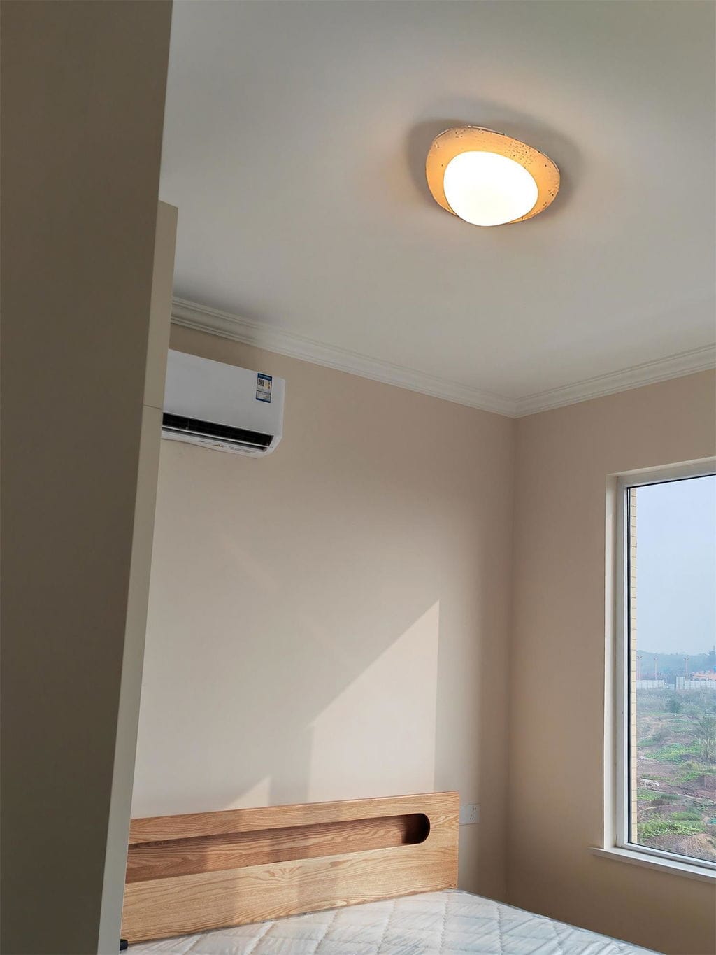 Customer photo review of Travertine Ceiling Light, Flush Mount, Glass Diffuser, LED
