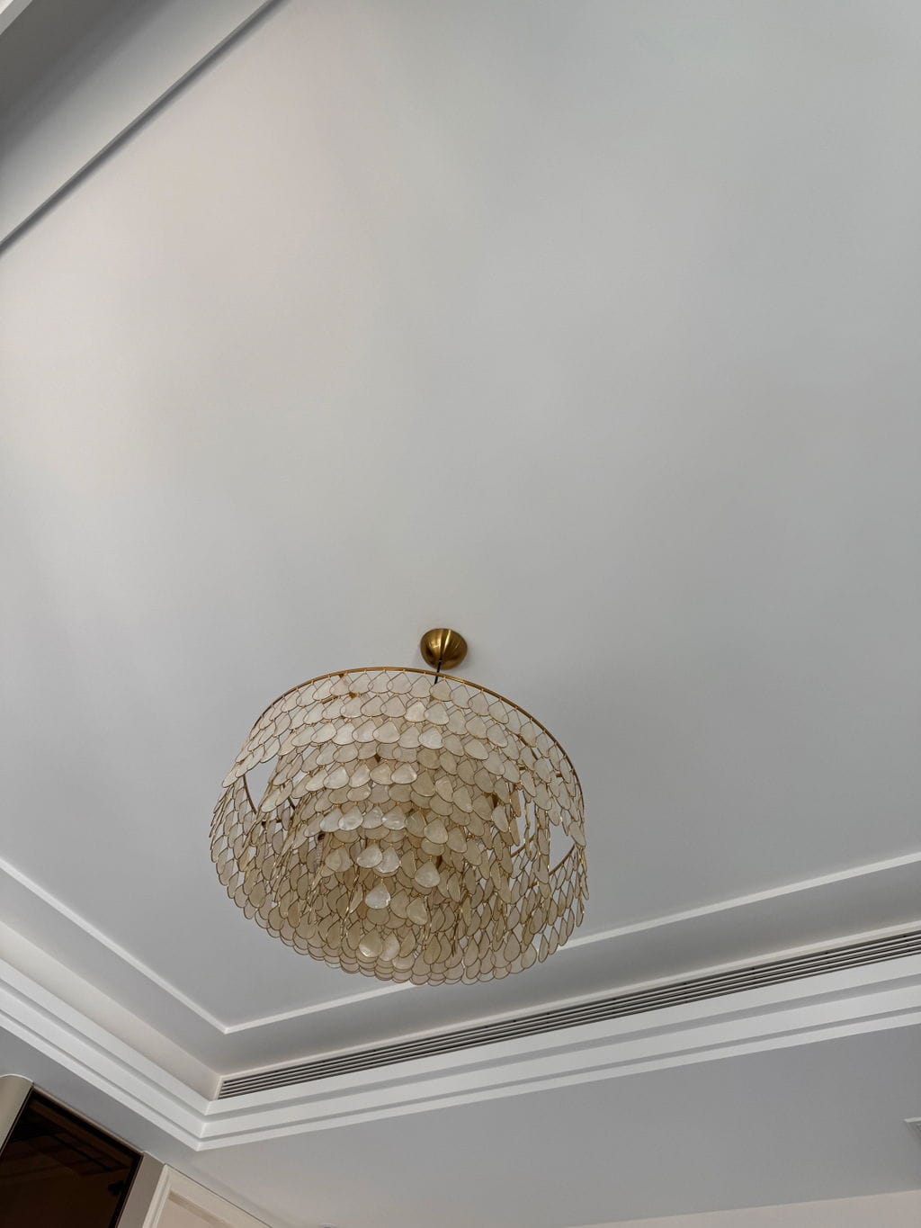 Customer photo review of Capiz Shell Pendant Light, Gold Metal Frame, Chandelier