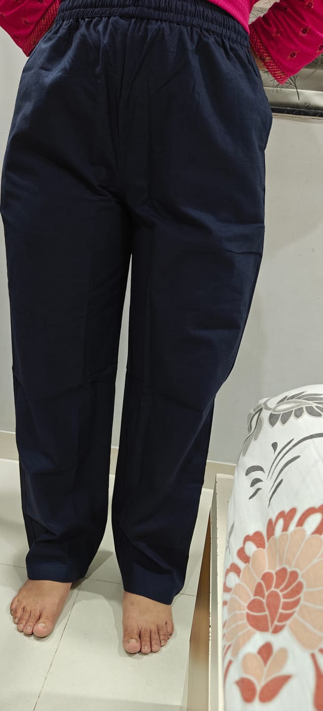 Customer photo review of Women Navy Blue Cotton Pant