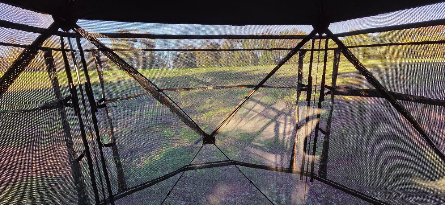Customer photo review of VisTall 360 See-Through Ground Blind | 75-Inch 3 Person Pop Up Deer Blind with No-Trip Door | Portable Camo Hunting Blind with Blackout Curtain for Whitetail Deer Hunting
