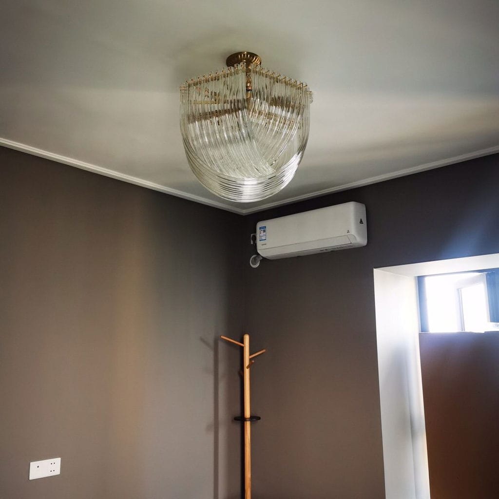 Customer photo review of Glass Pendant Light, Gold Frame, Hand-Shaped Clear Glass Rods