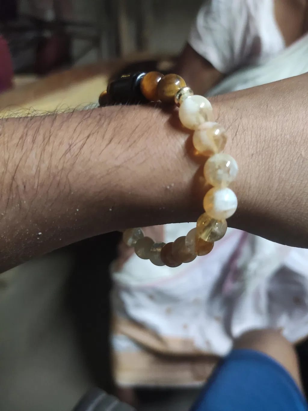 Customer photo review of Pisces (Meen Rashi) Zodiac Bracelet – Natural Citrine & Tiger Eye