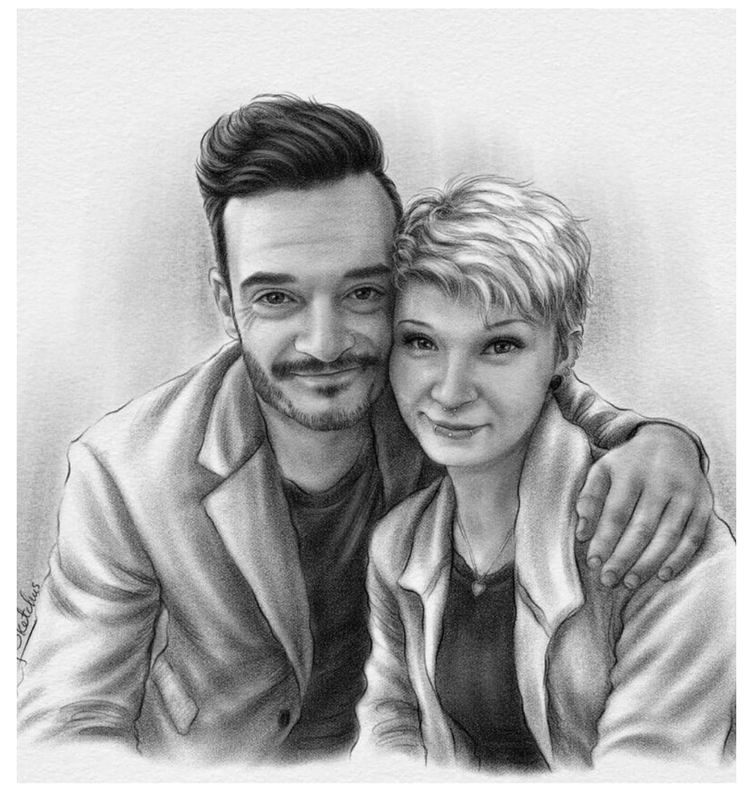 Customer photo review of Portrait zeichnen lassen vom Foto - 100% handgezeichnet von echten Künstlern