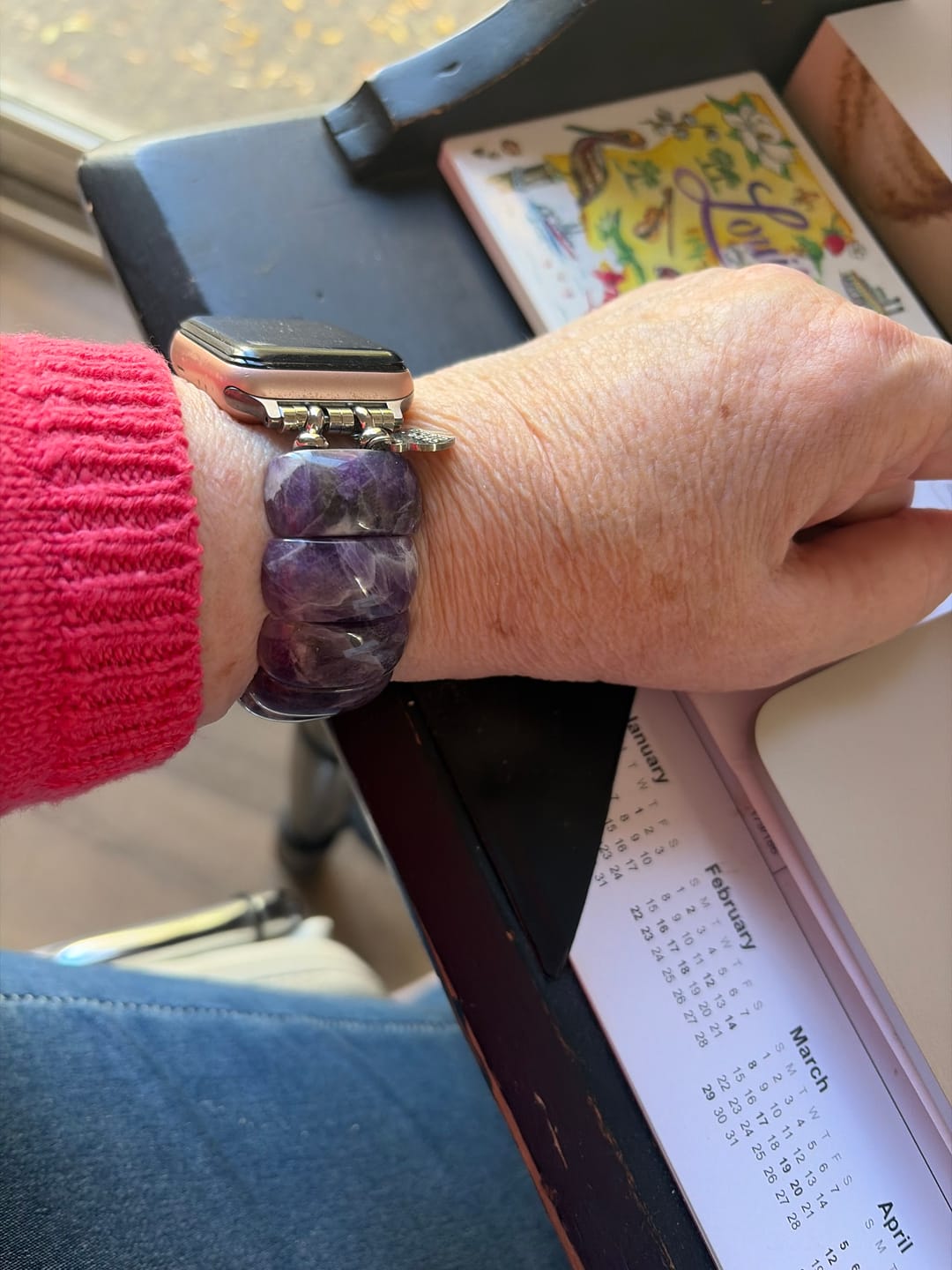 Customer photo review of Amethyst Allure Stretch Apple Watch Strap