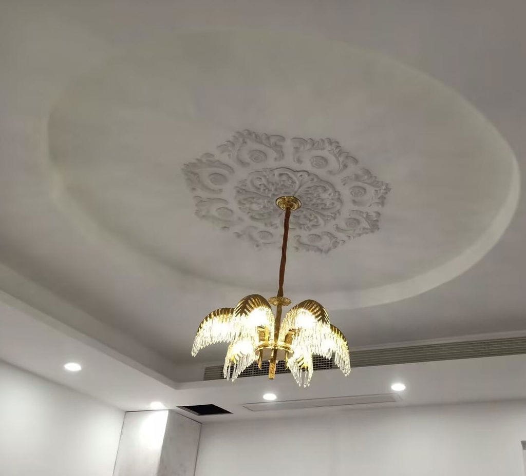 Customer photo review of Brass Palm Leaf Chandelier, Clear Crystal Droplets, Hardwired