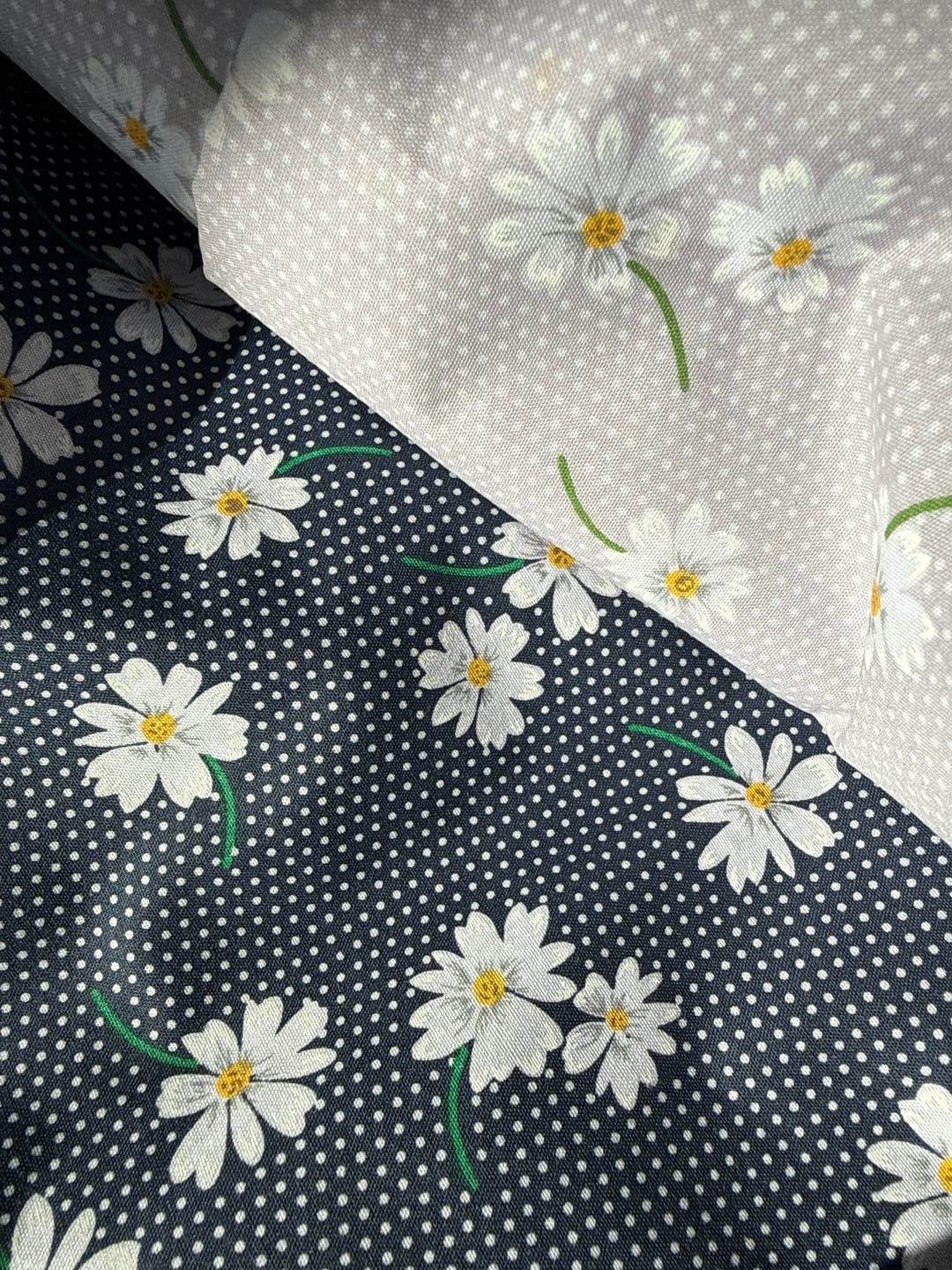 Customer photo review of White Flowers and Polka Dots Polycotton Fabric
