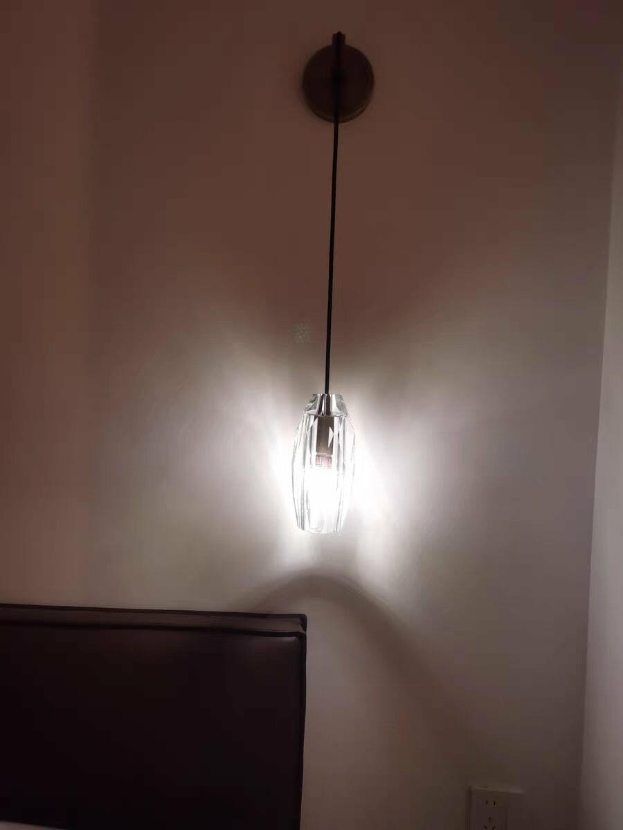 Customer photo review of Brass Wall Light, Faceted Crystal Shade, Hand Polished, Wall Sconce