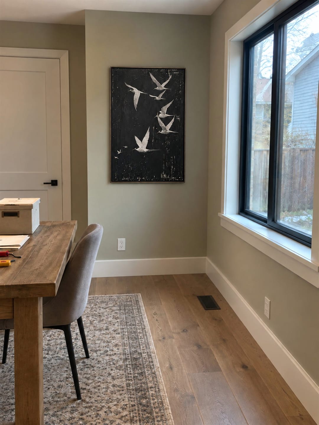 Customer photo review of Birds over Midnight — Minimalist Bird Wall Art