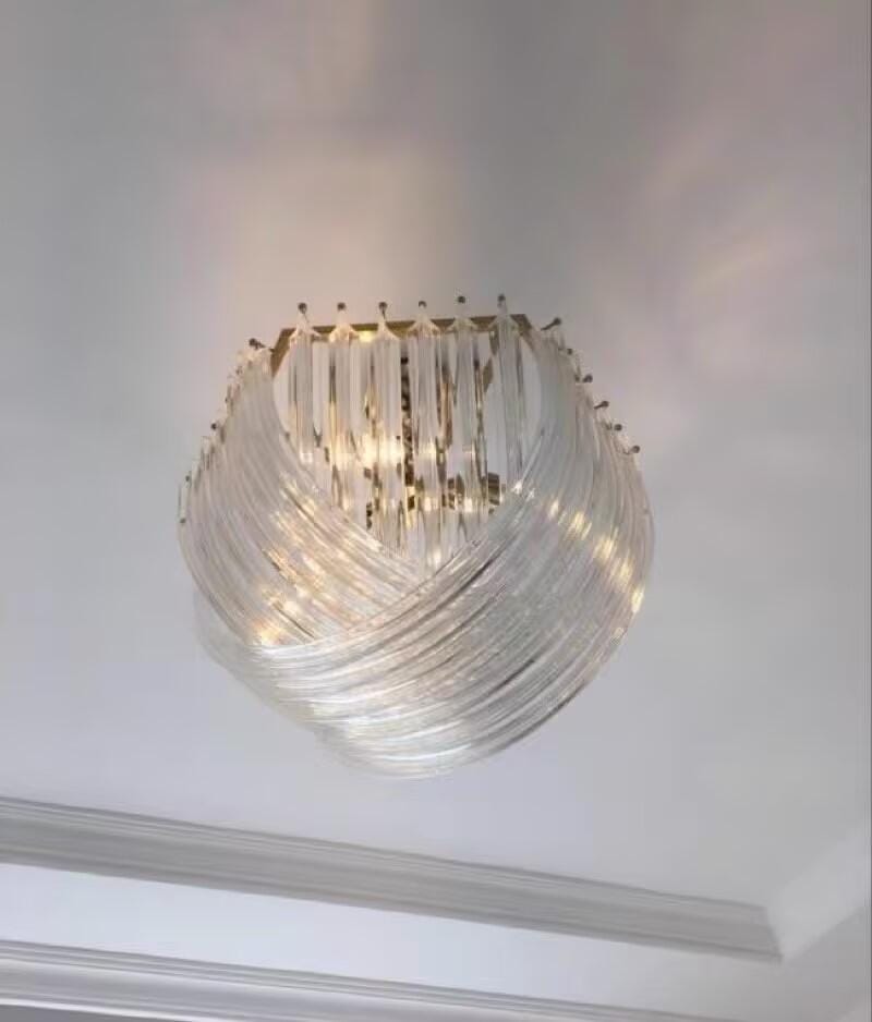 Customer photo review of Glass Pendant Light, Gold Frame, Hand-Shaped Clear Glass Rods