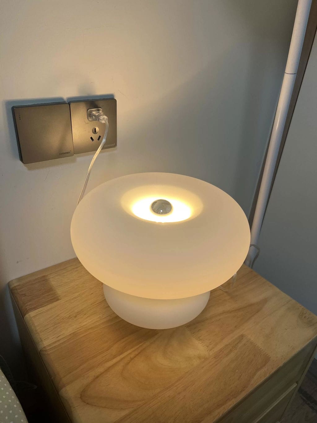 Customer photo review of Stacked Tier Glass Table Lamp, White Metal Base, 28 cm