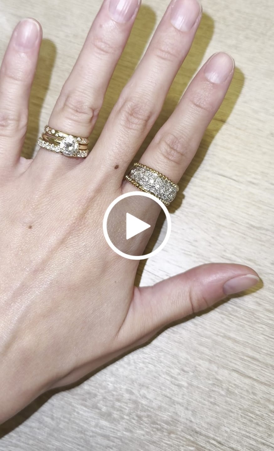 Customer video review of Vintage 14k Yellow & White Gold Diamond Ribbed Pavé Dome Band Ring 6.00