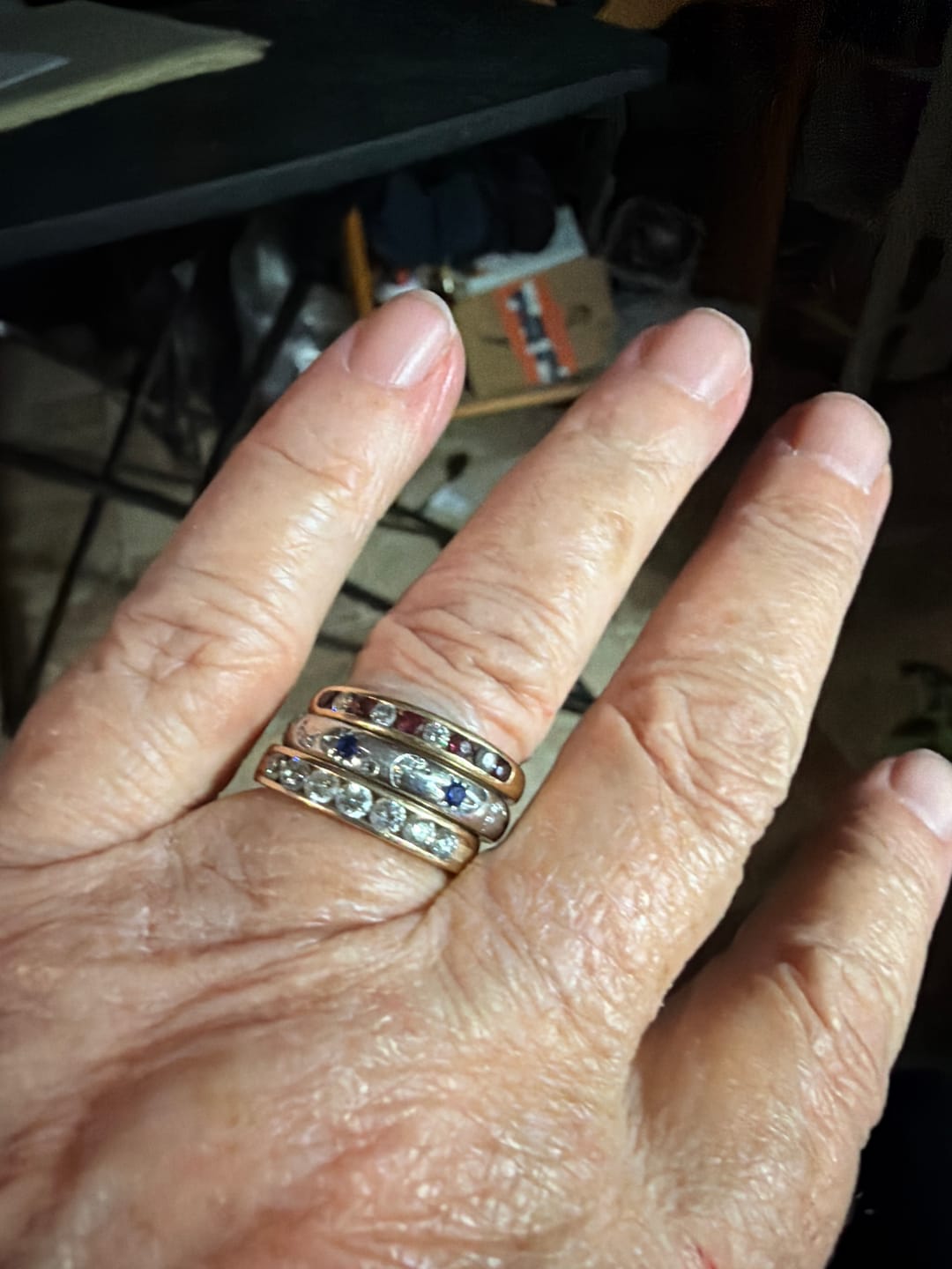Customer photo review of Celestial Moon and Star Constellation Eternity Moissanite Wedding Band Ring