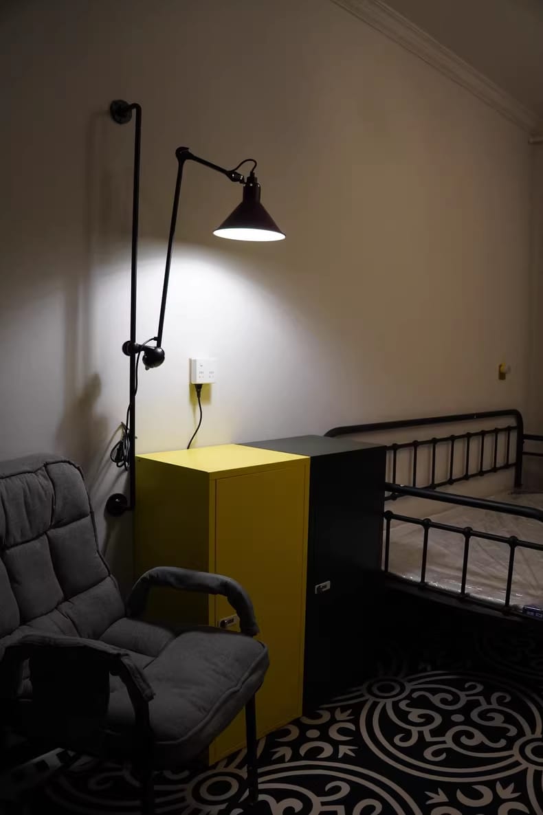 Customer photo review of Slim Metal Wall Light, Adjustable Arm, Plug In, Wall Sconce
