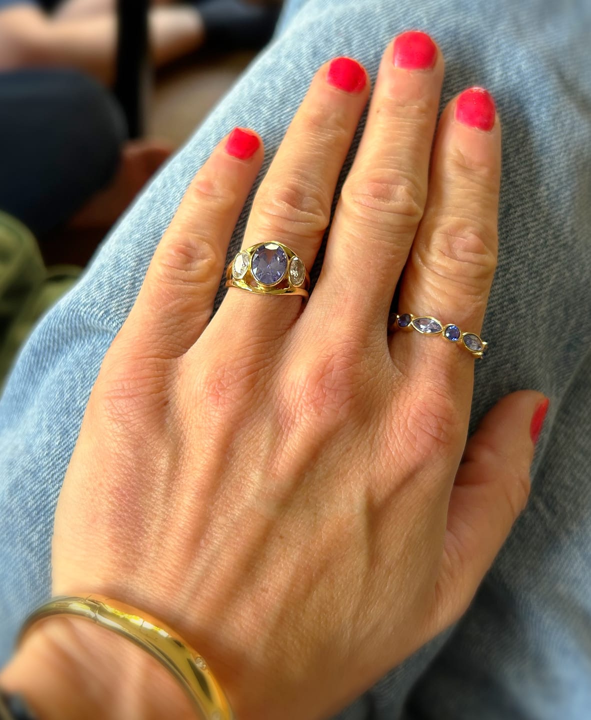 Customer photo review of Marquise Stacking Ring Sapphire
