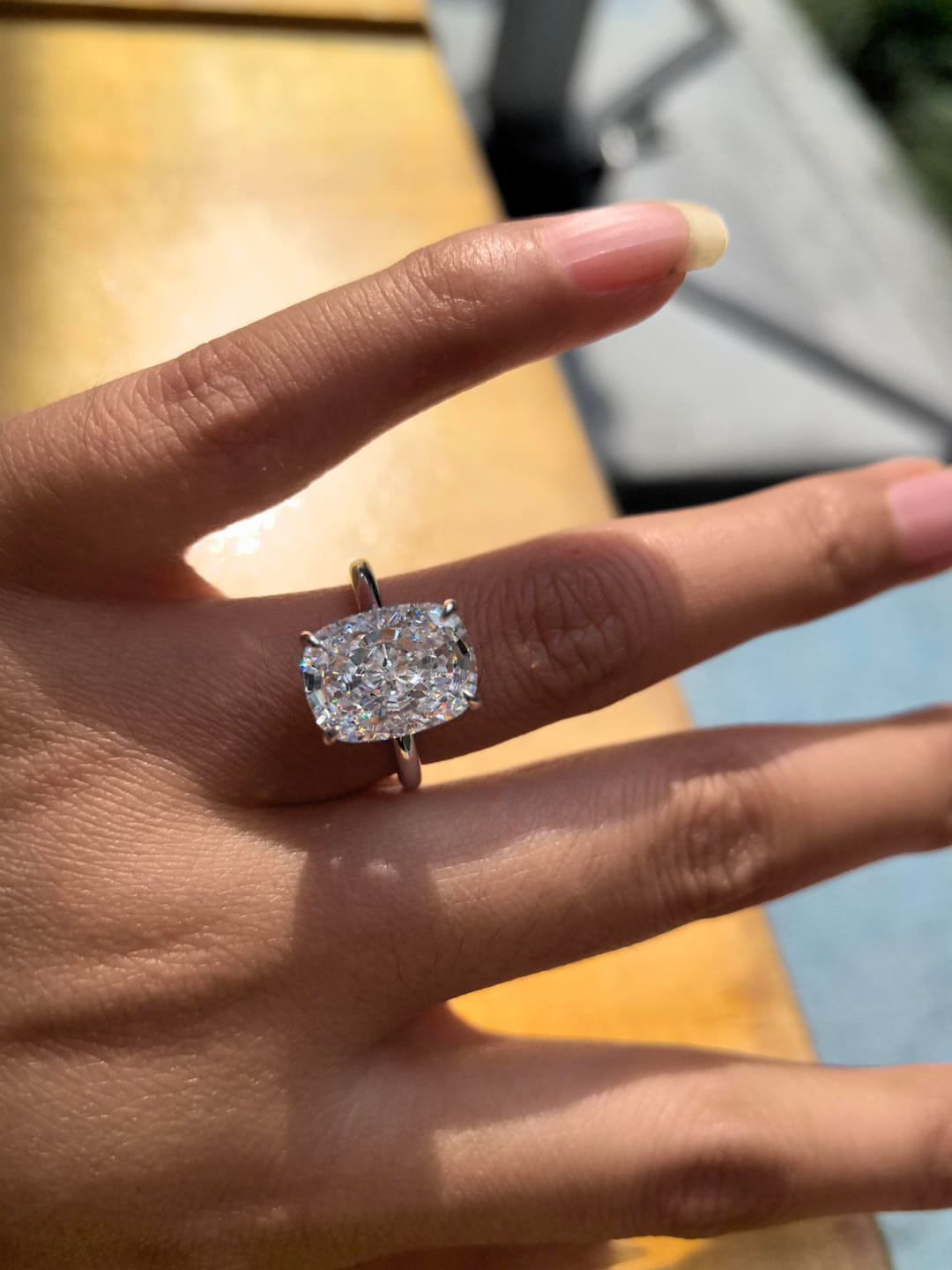 Customer photo review of S925 Sparkle 4.5~8.5Ct Cushion Cut Engagement Ring In Sterling Silver Daily Wear Ring