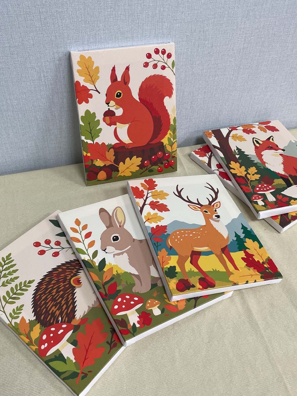 Customer photo review of Mini Peinture par numéros 15x20cm (6 pièces) - Petites créatures de la forêt