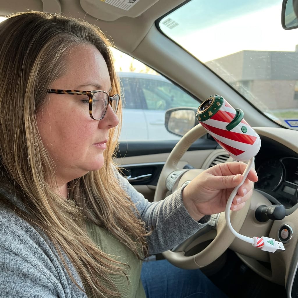 Customer photo review of Light Up Your Car Window With Christmas Cheer