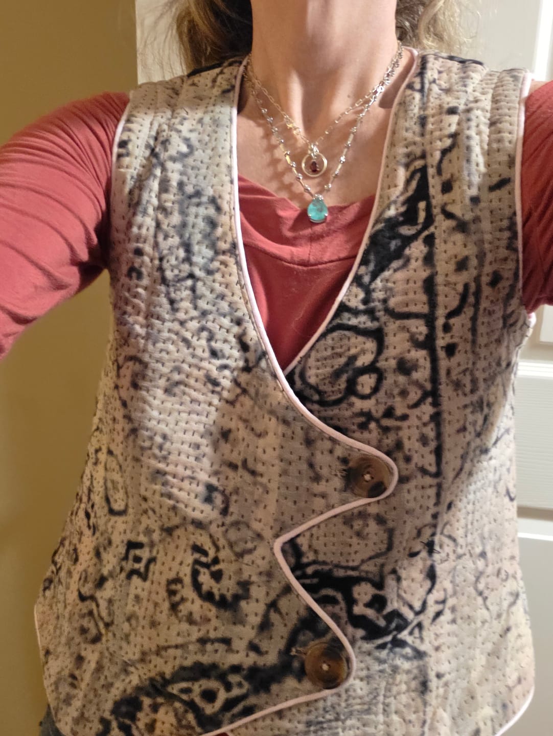 Customer photo review of CARMEN VEST | MEADOW TAPESTRY