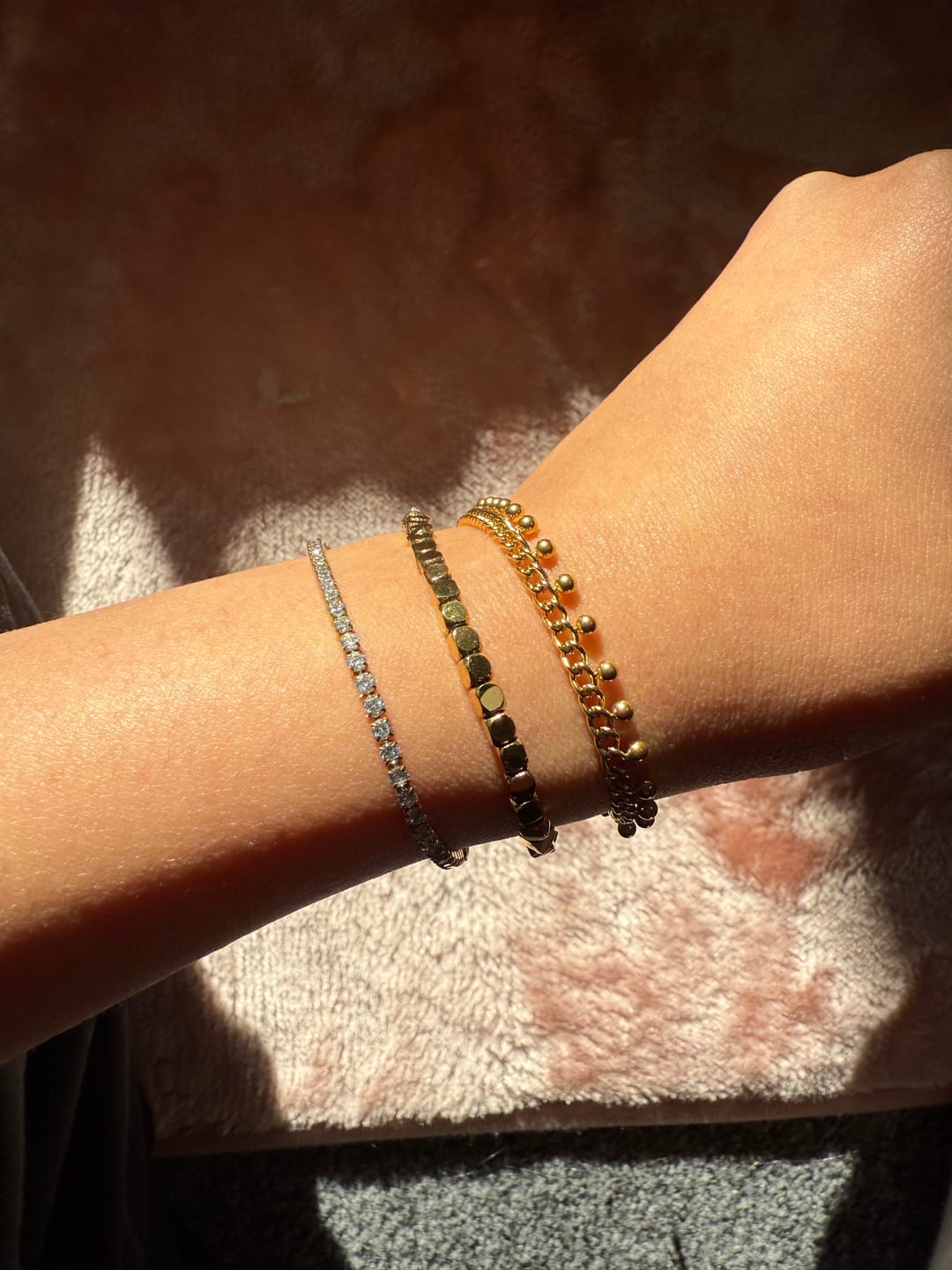 Customer photo review of Cordelia Gold Tennis Bracelet