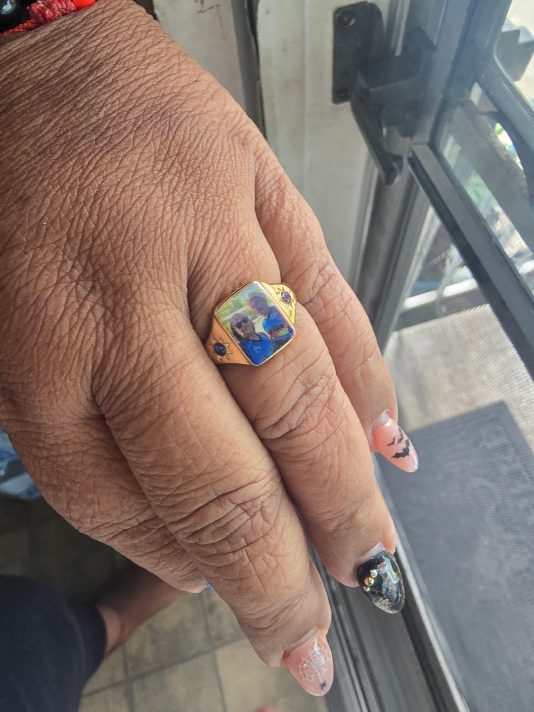 Customer photo review of Personalized Couple Photo Birthstone Custom Ring