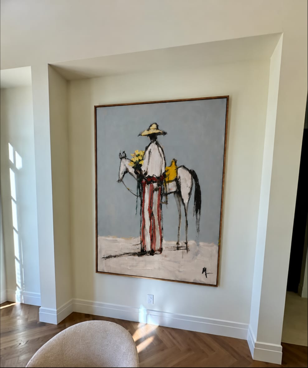 Customer photo review of Golden Bloom Rider-White Horse Painting