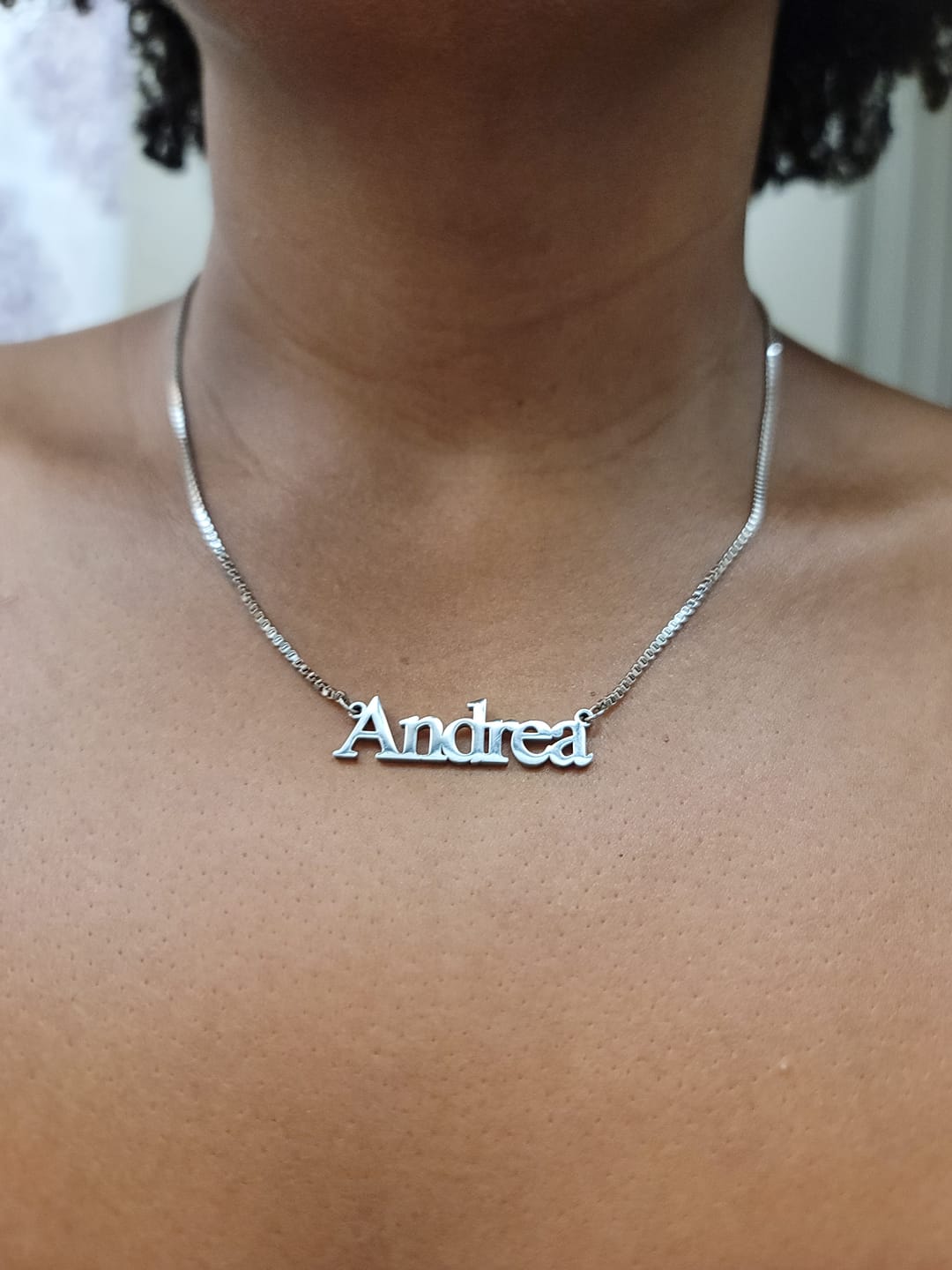 Customer photo review of Retro Name Necklace