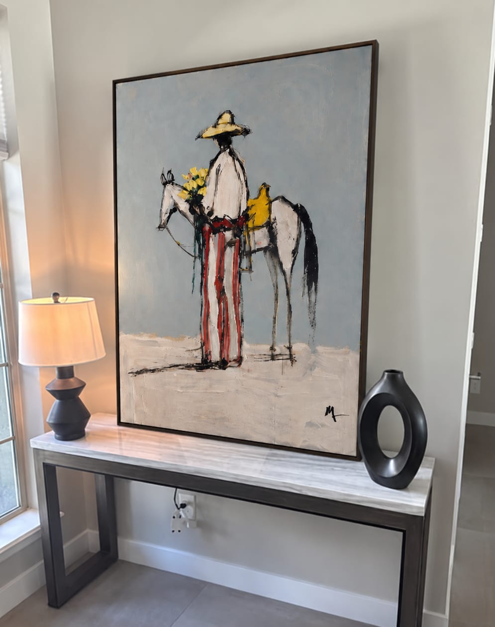 Customer photo review of Golden Bloom Rider-White Horse Painting