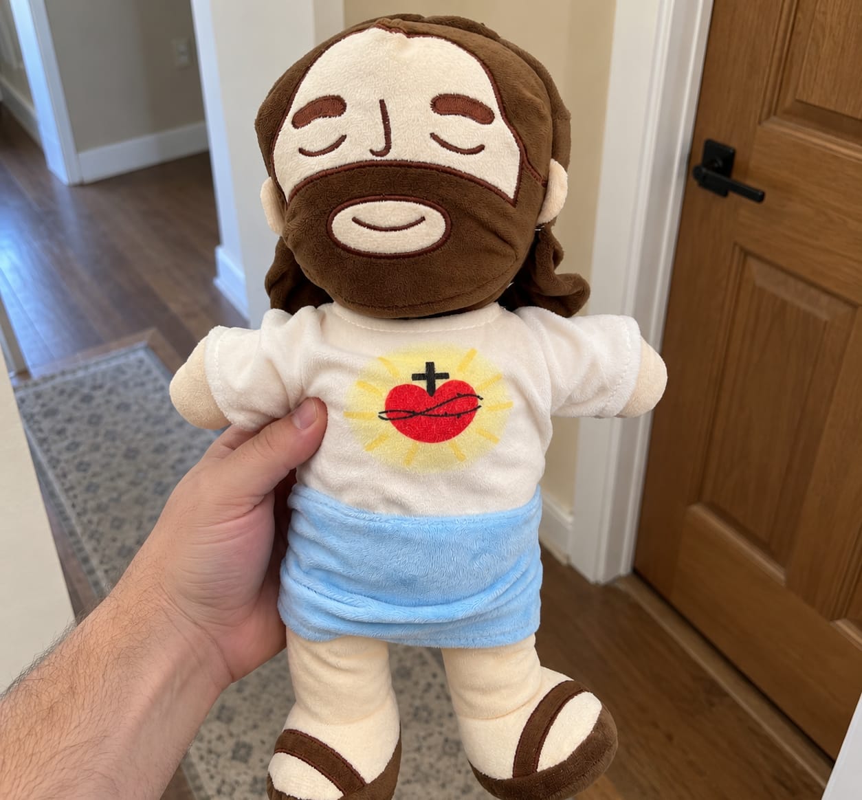 Customer photo review of Breathing Jesus Plush for Sleep Better