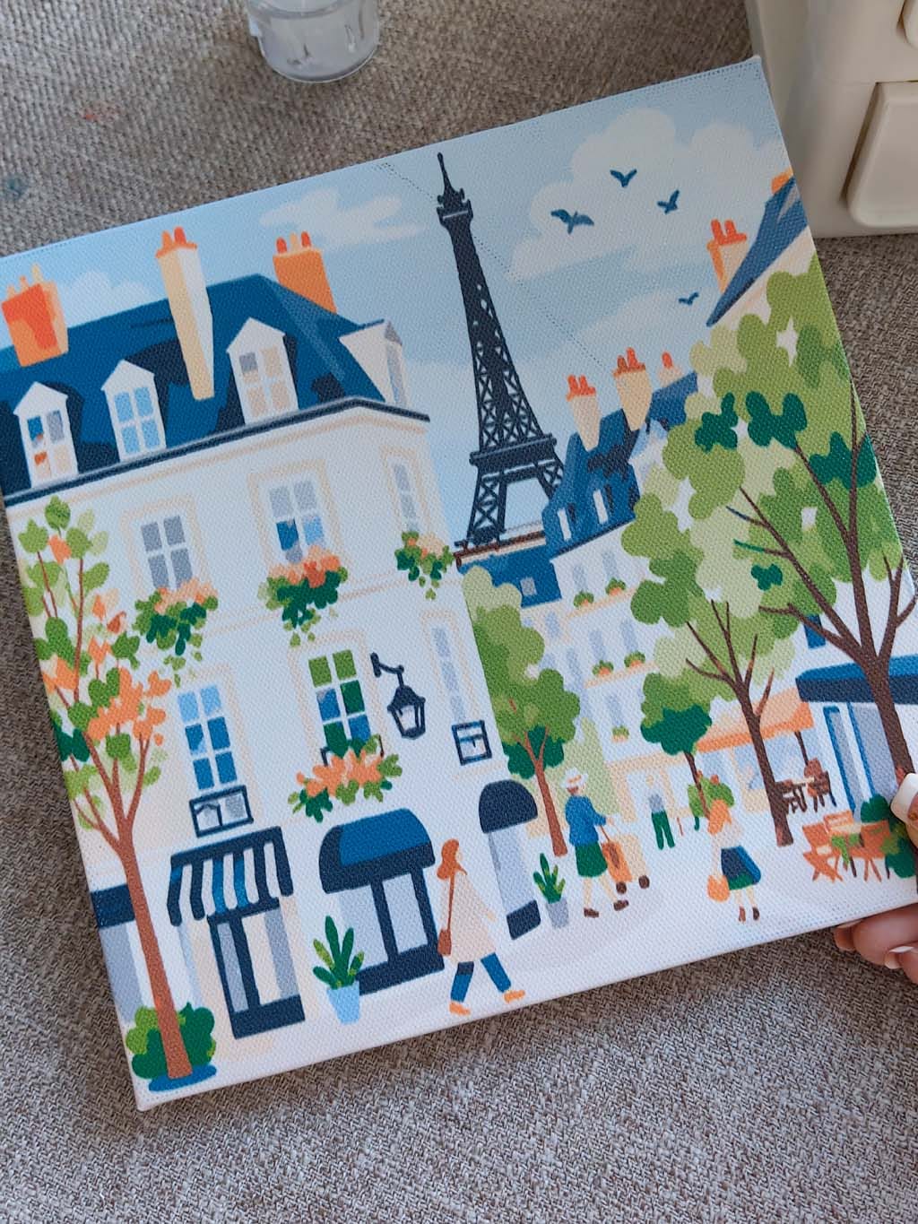 Customer photo review of Mini Peinture par Numéros 20x20cm avec cadre Aquarelle rue de Paris